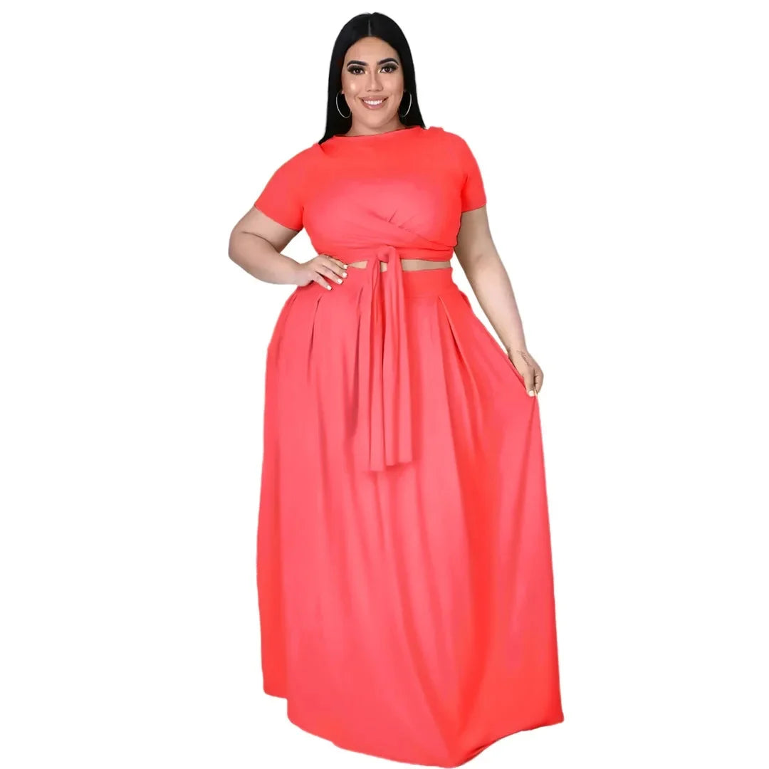 Plus Size Fashionable Women's Two-Piece Ensemble