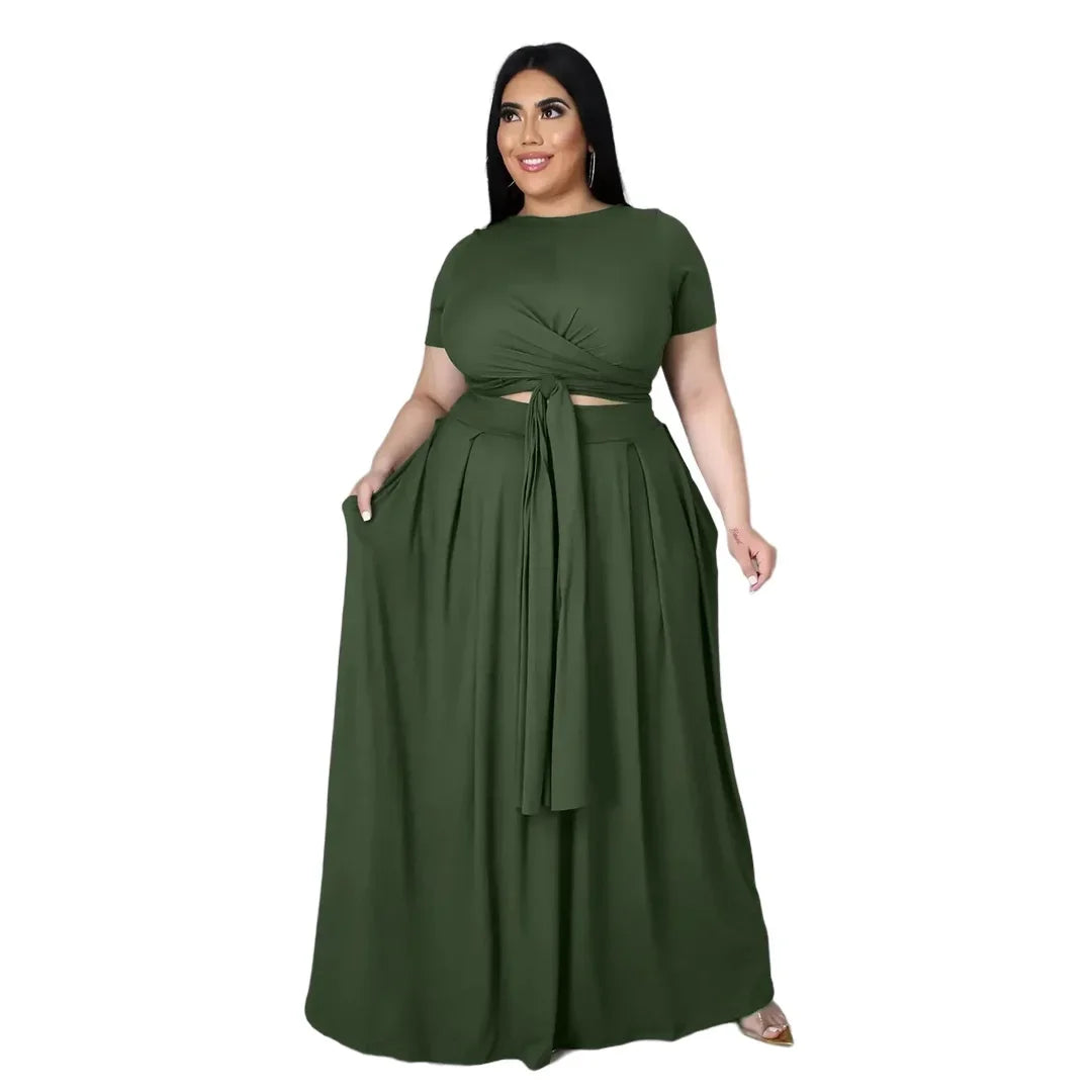 Plus Size Fashionable Women's Two-Piece Ensemble