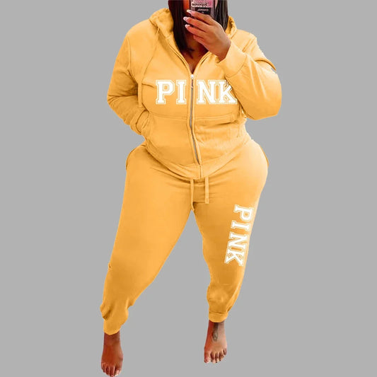 Women's Letter Pattern Plus Size Tracksuit