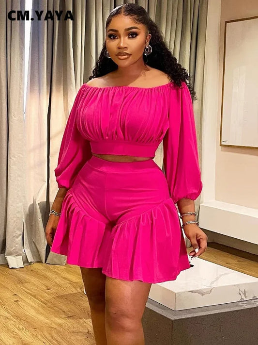 CM.YAYA Plus Size Women's 2 Piece Set Outfit