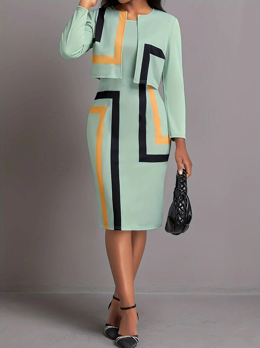 Long-sleeved Plus-size Elegant Dress