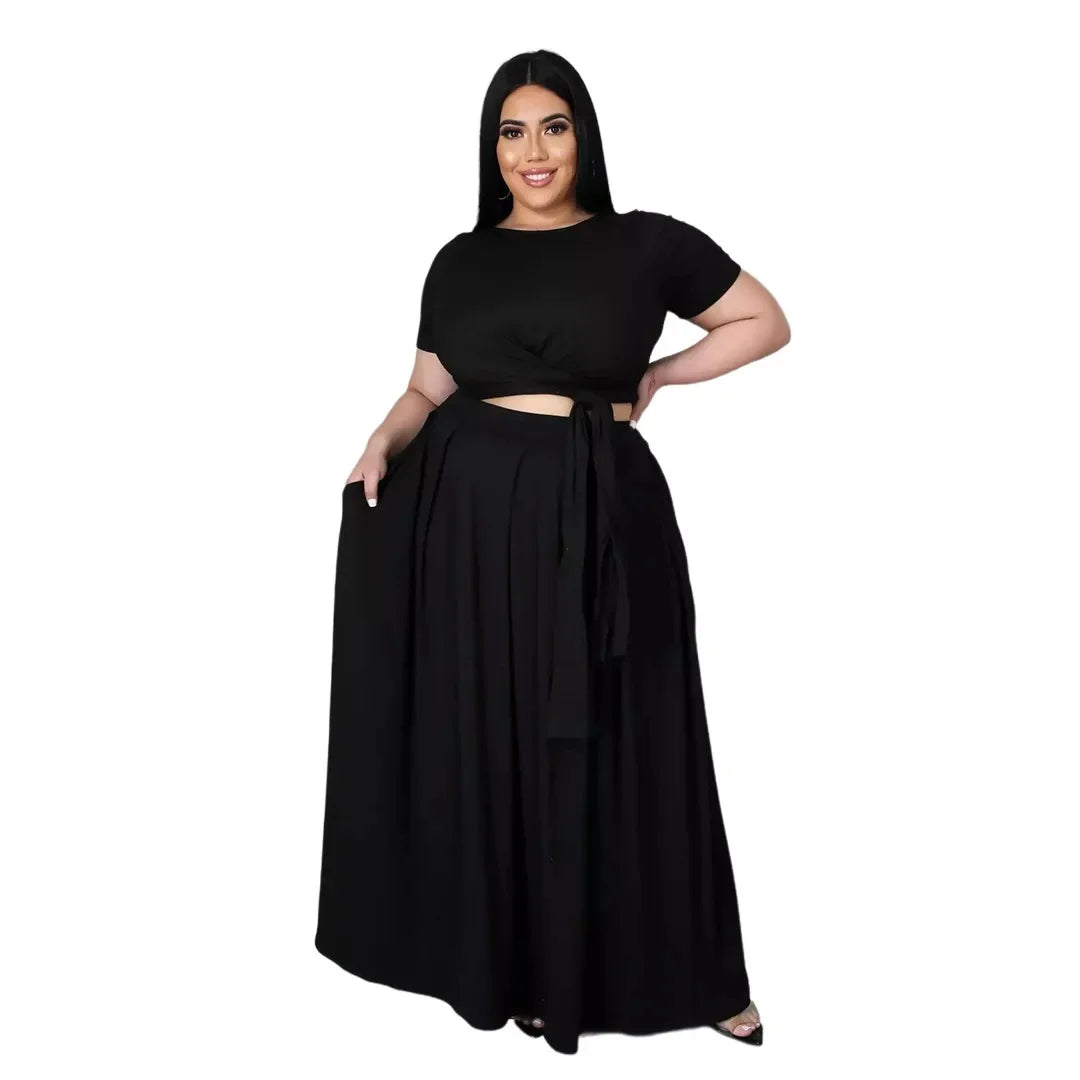 Plus Size Fashionable Women's Two-Piece Ensemble