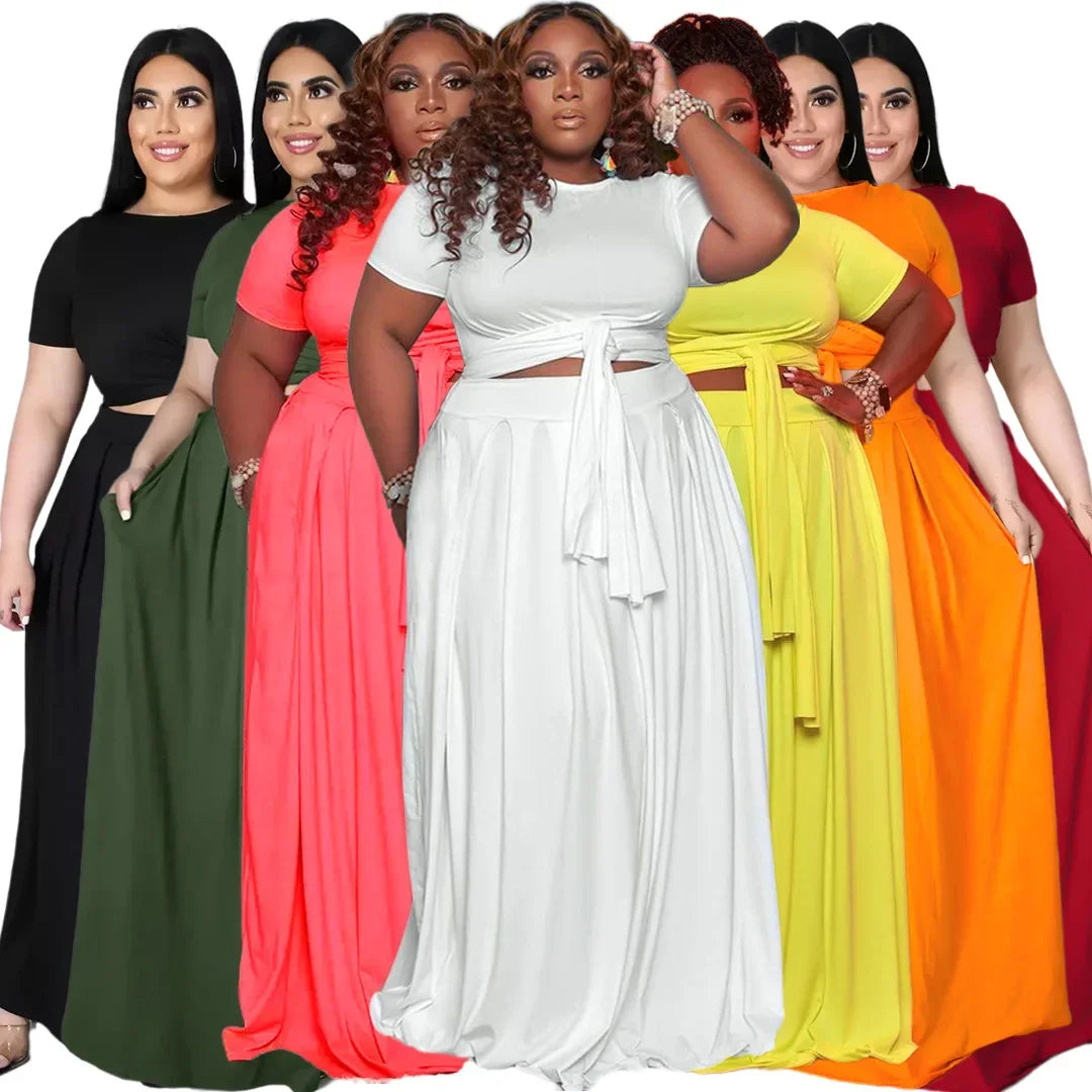 Plus Size Fashionable Women's Two-Piece Ensemble